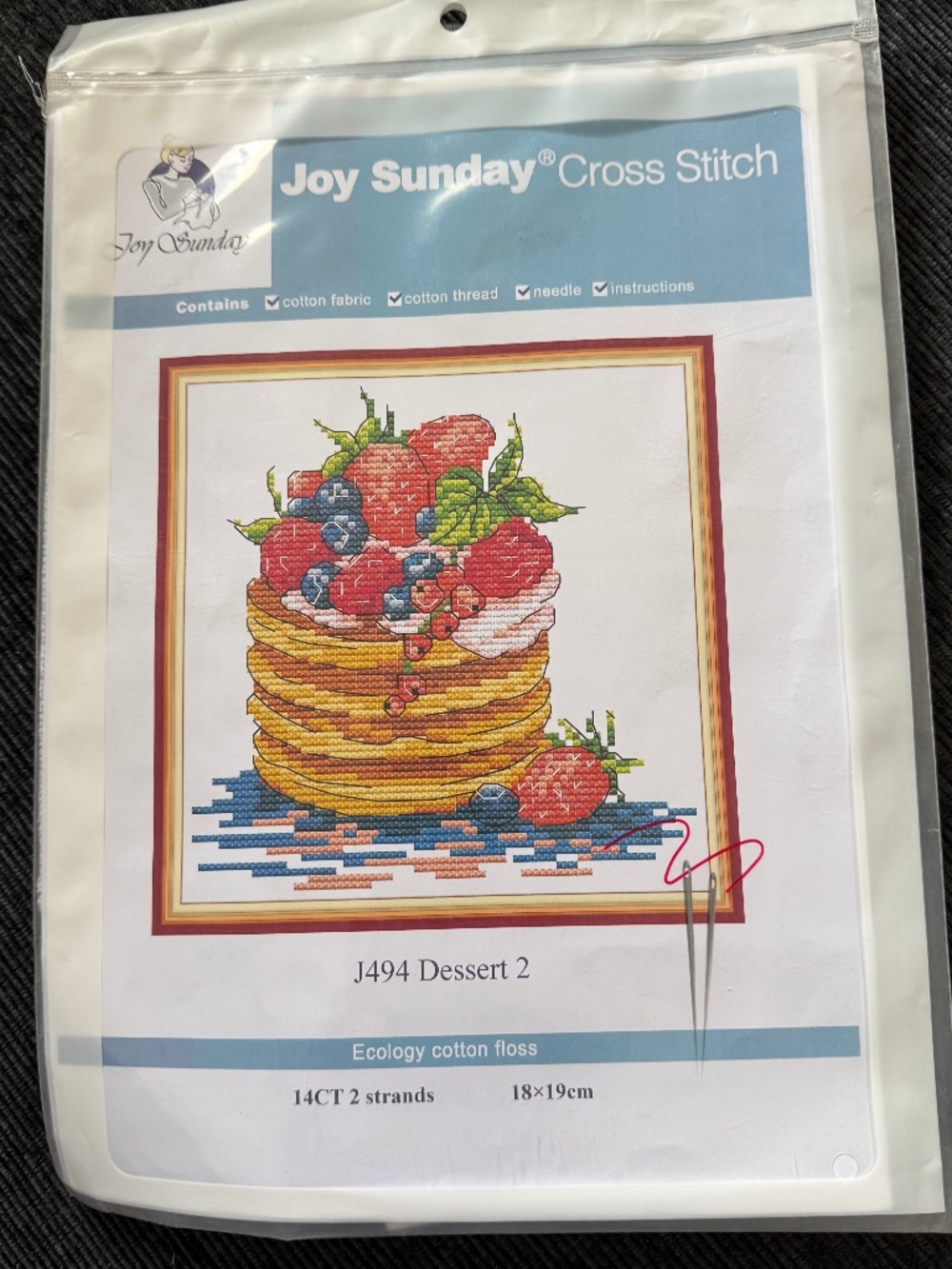 Strawberry Pancakes Joy Sunday Cross Stitch Kit 14 CT Aida NOT PRE-PRINTED